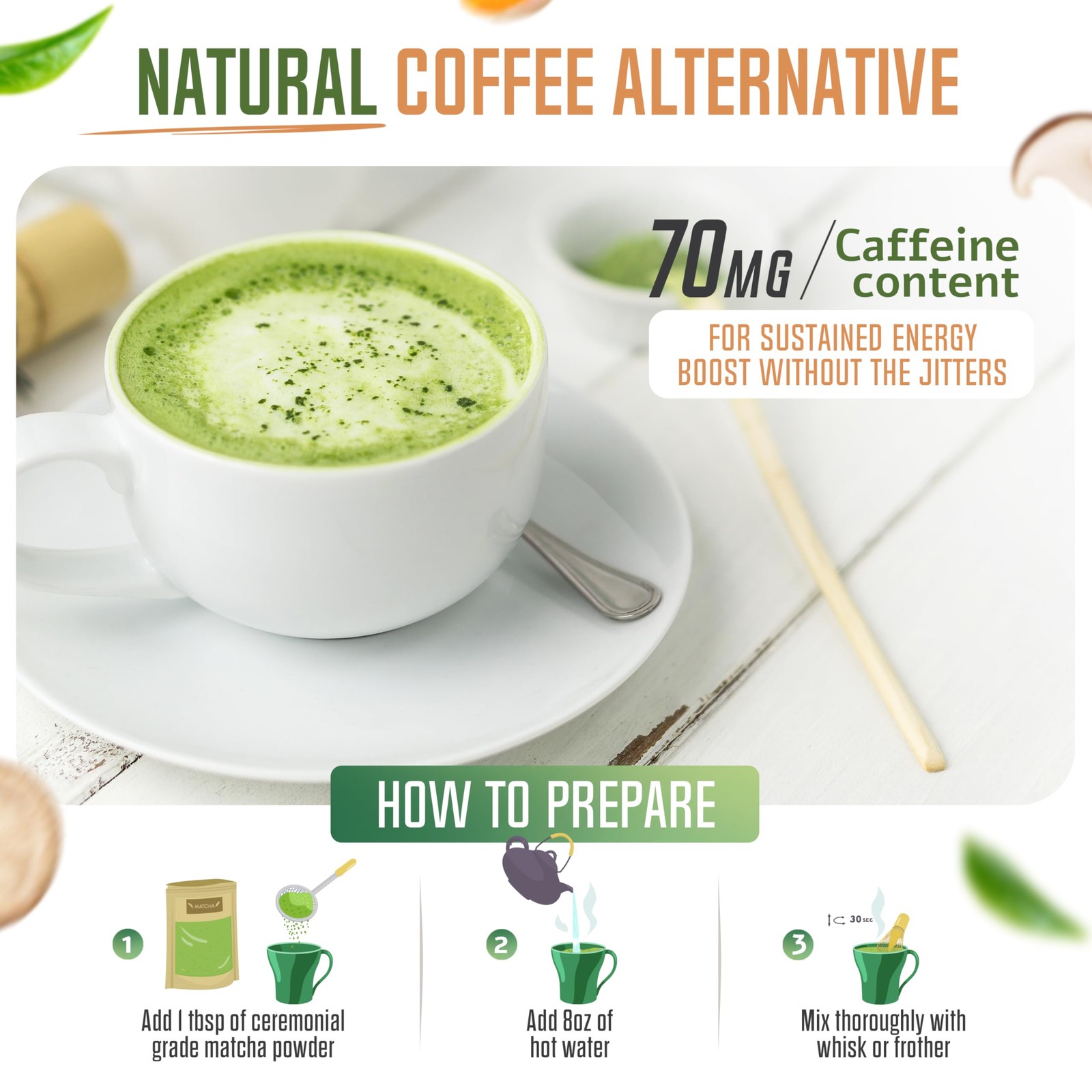 Matcha Mushroom Powder Latte Blend – Organic Japanese Ceremonial Grade Matcha…