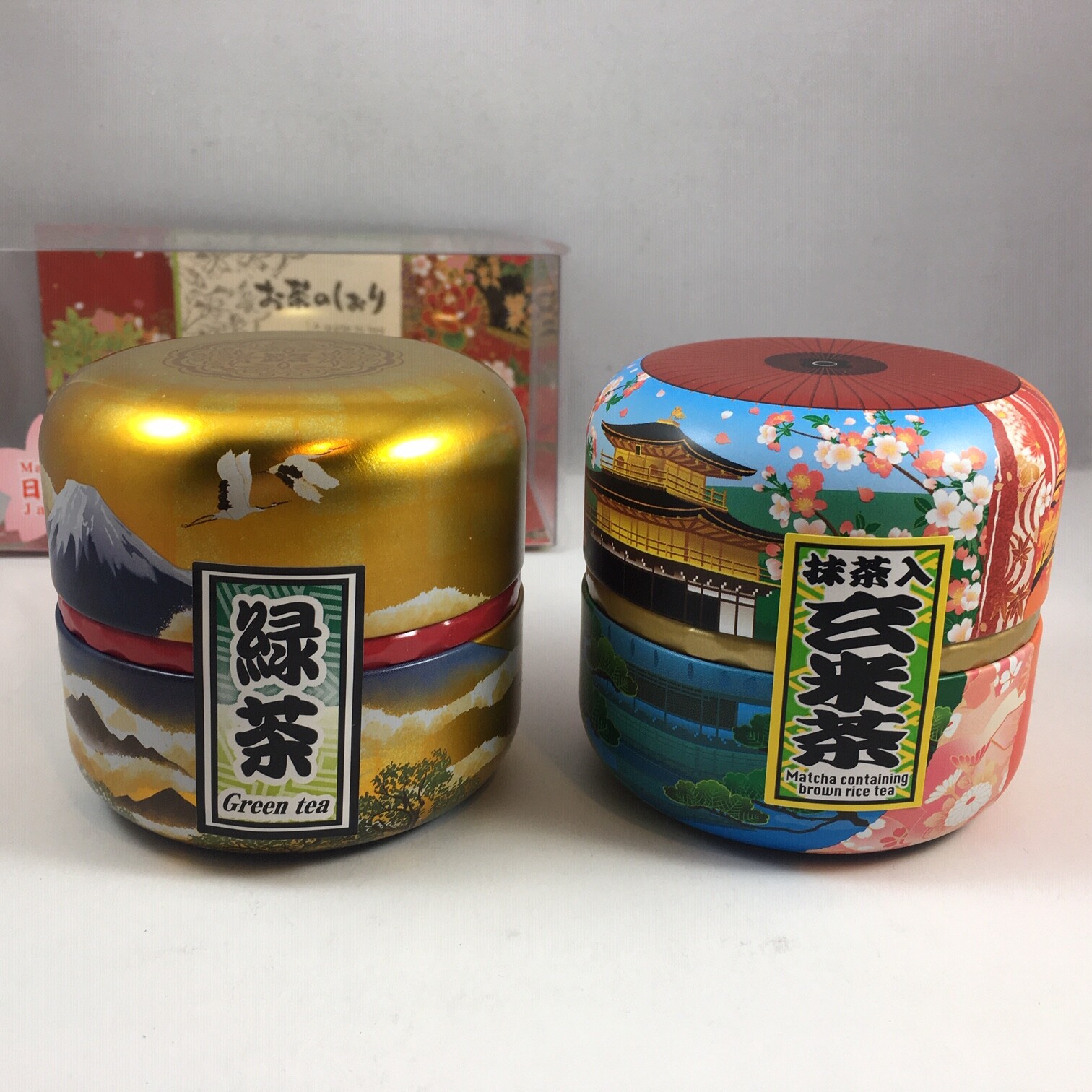 Japanese TA-FU Premium Green Tea & Matcha Genmaicha Canister Gift Set JAPAN MADE