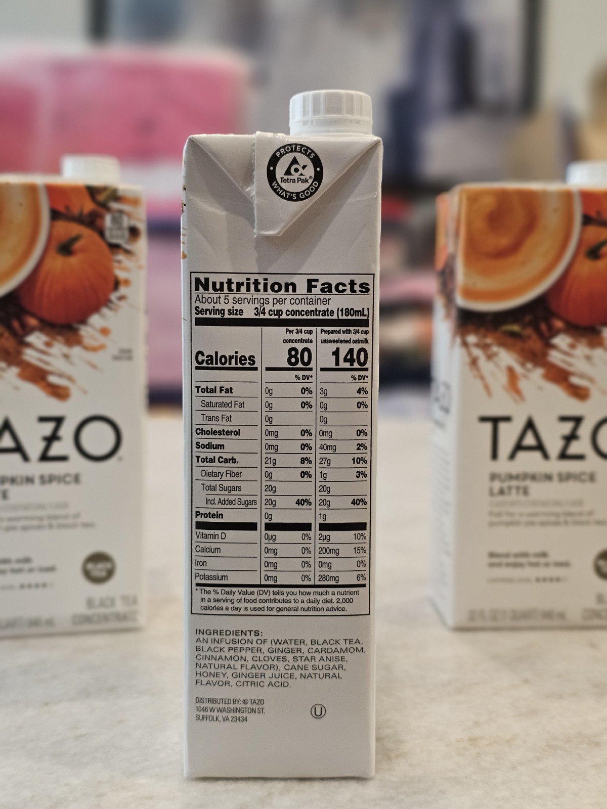 3x Tazo NEW LIMITED EDITION Pumpkin Spice Latte Black Tea Concentrate 32 Oz 🍁