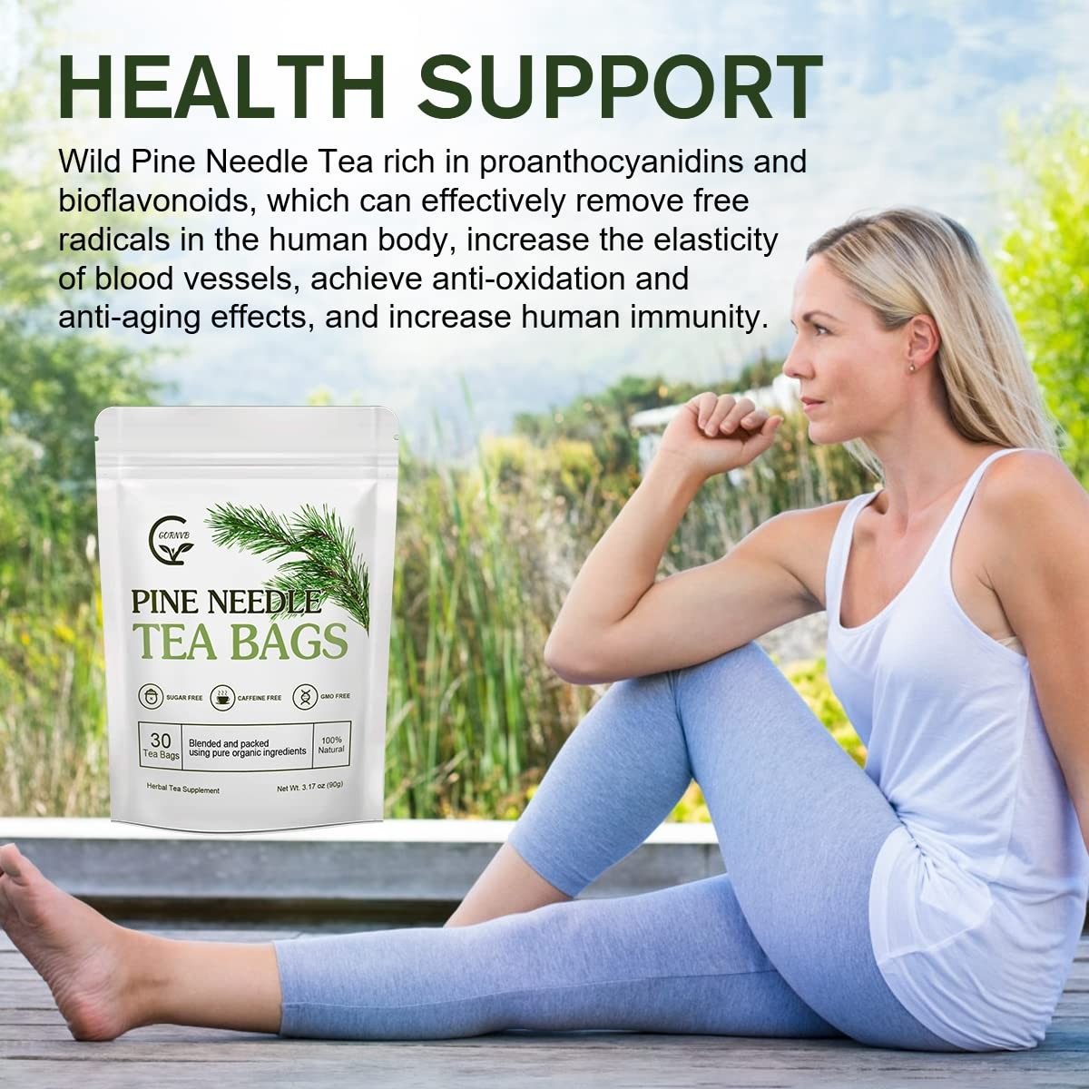 Organic Pine Needle Tea Bags – 100% Pure Natural Dried Pine Needles Herbal Te…