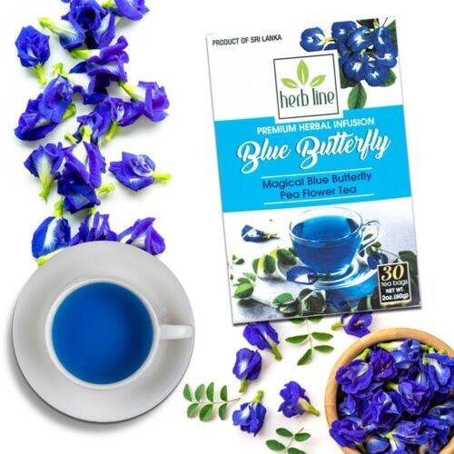 100% Natural Butterfly Pea Flower Tea Pure Organic Herbal Drink (30Pcs Tea Bags)