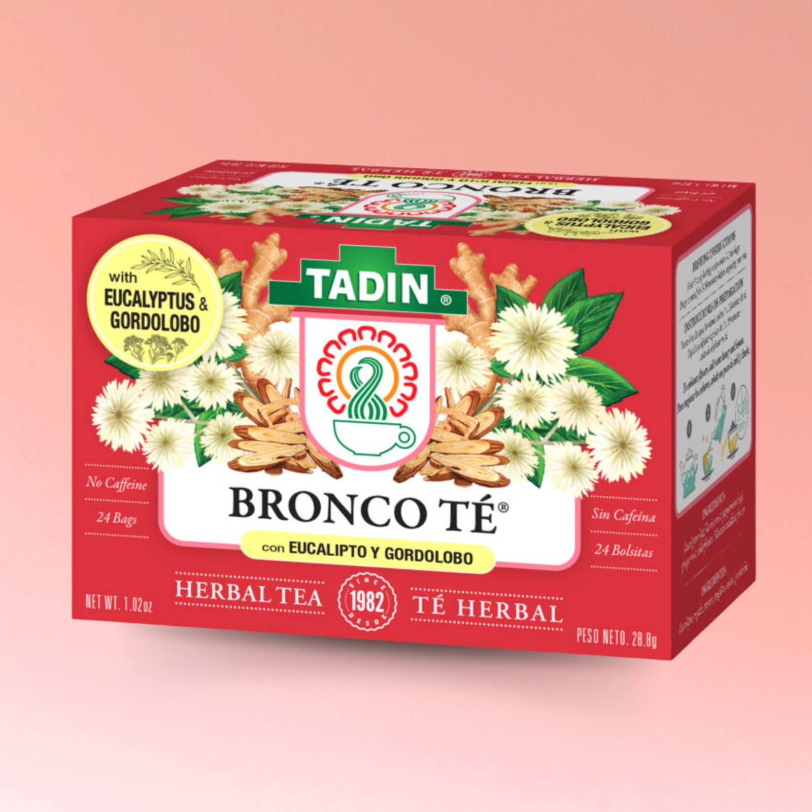 Tadin Bronco Tea, 24 Bags 1.02 fl oz, with Eucalyptus & Gordolobo