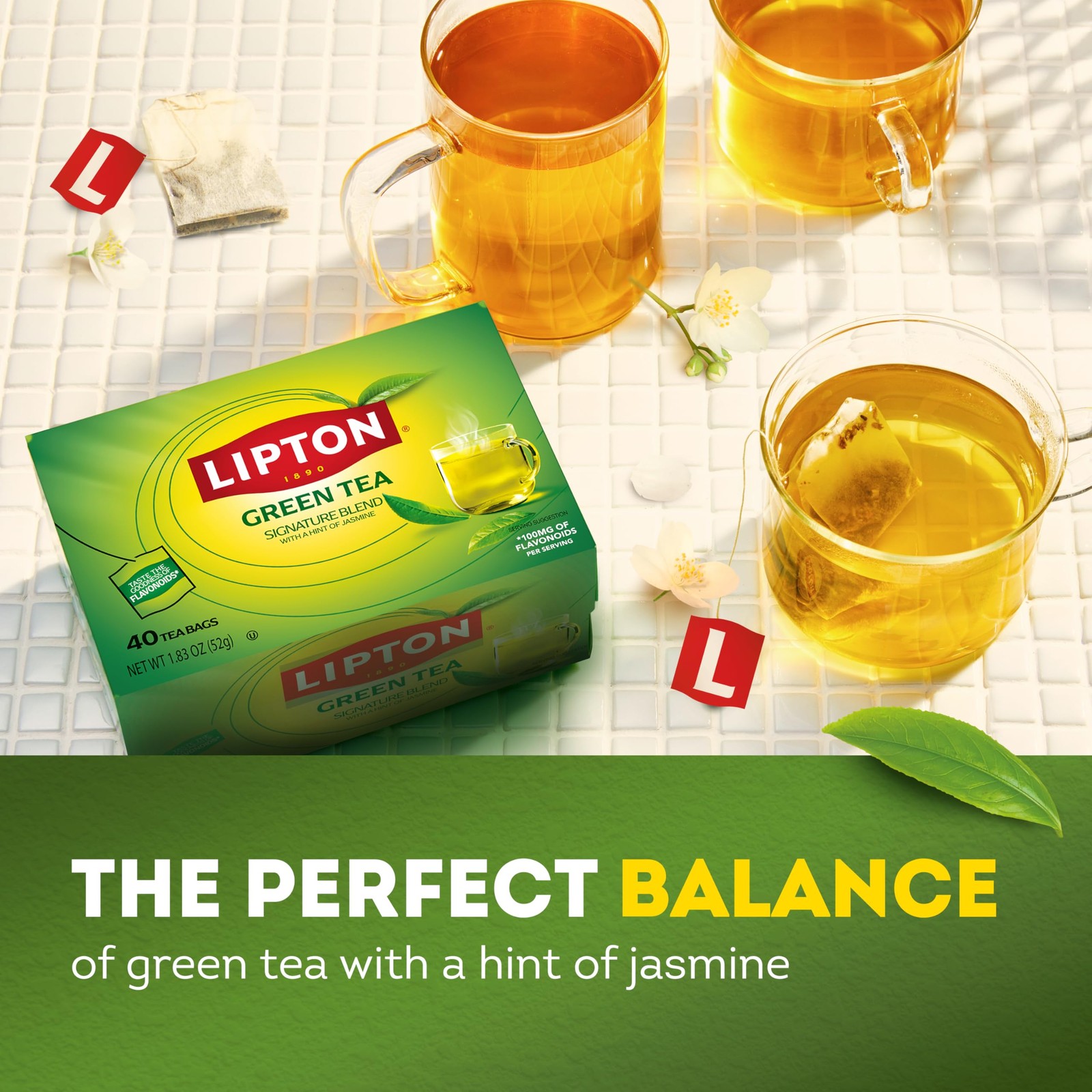 Lipton Signature Blend Green Tea Bags, Unsweetened Teabags for 40 Bags