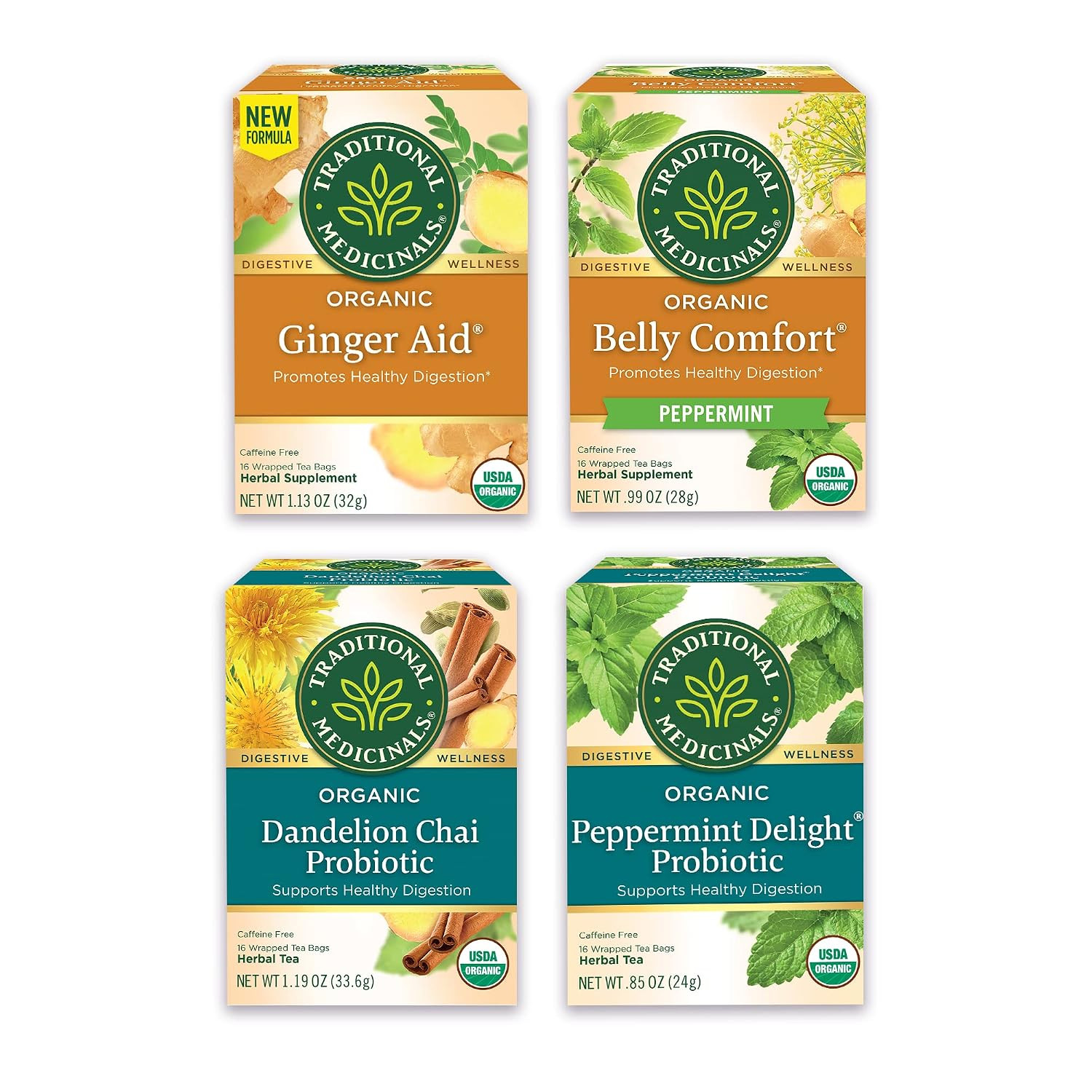 Organic Belly Comfort Peppermint Tea, Kosher, Non-Gmo, Caffeine-Free, Compostabl