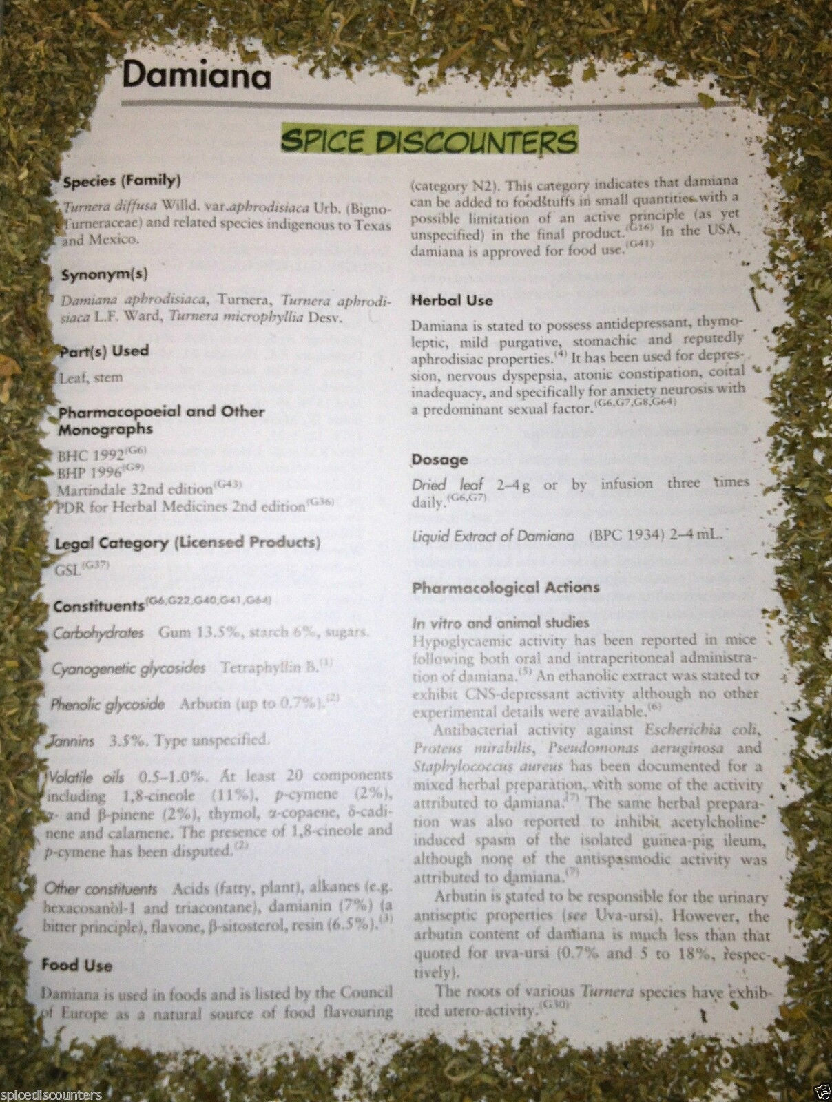 love DAMIANA sex aphrodisiac natural BULK cut leaf potent c/s herb -2 lb pounds