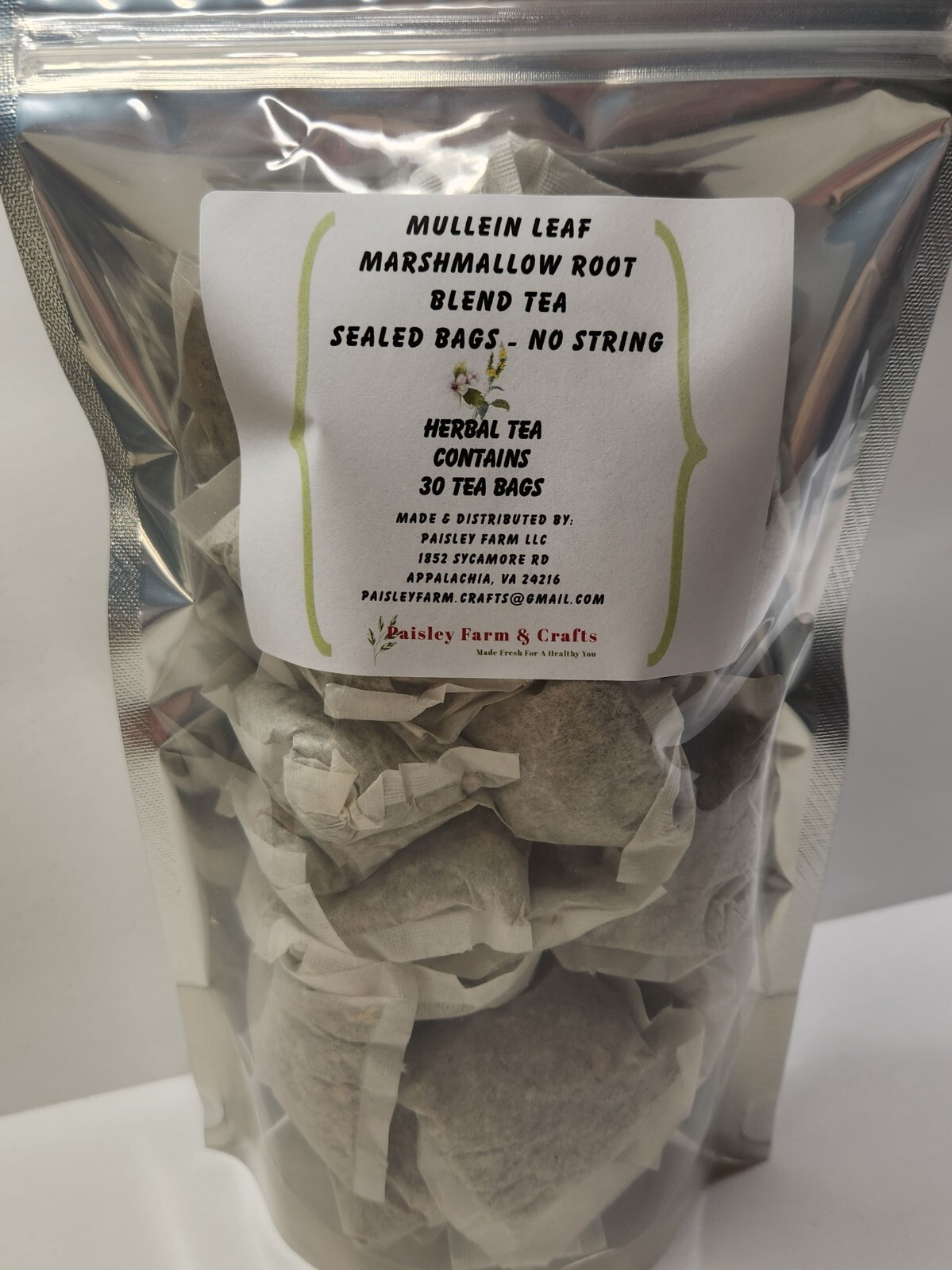 Mullein Leaf Marshmallow Root Blend Tea Bags – All Natural Wildcrafted