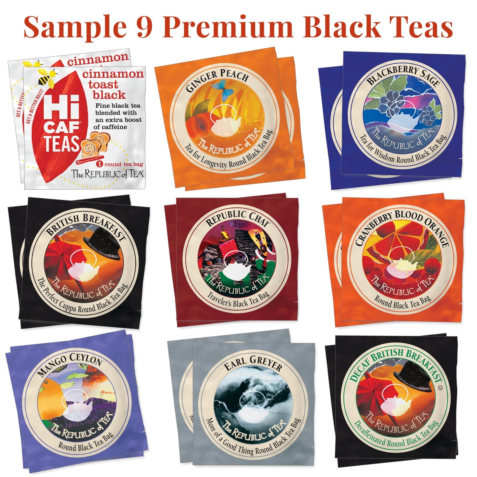 Premium Assortment of Herbal & Green Teas, 40 Individually Wrapped Bags