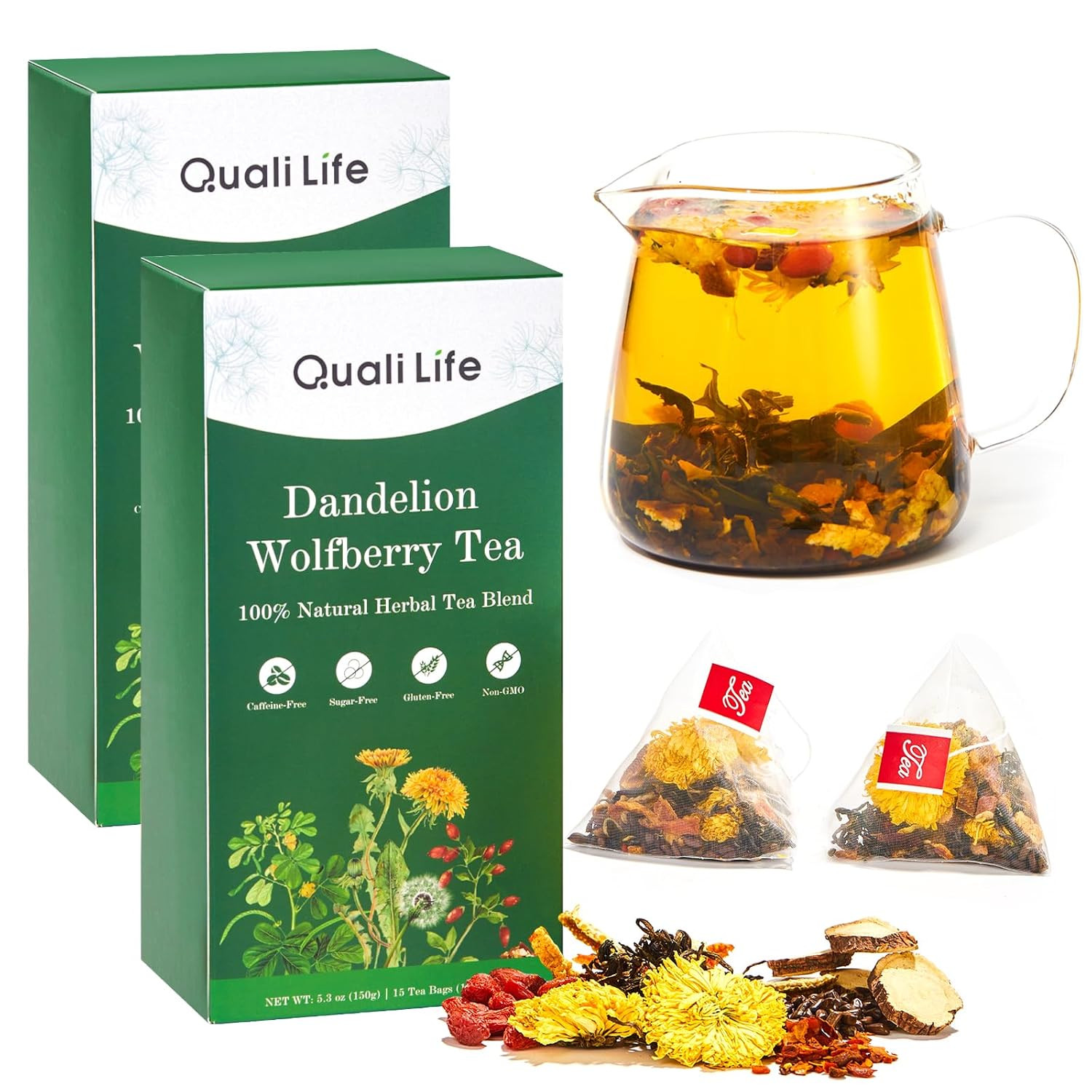Dandelion Wolfberry Tea – Liver & Kidney Detox Herbal Tea, Summer Cleanse with C