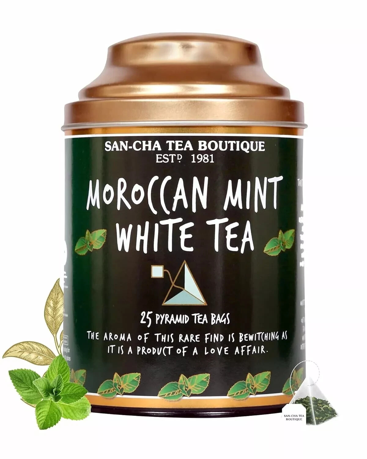Sancha Tea Boutique, Moroccan Mint White Tea Bags for PCOS & PCOD 25 Tea Bags