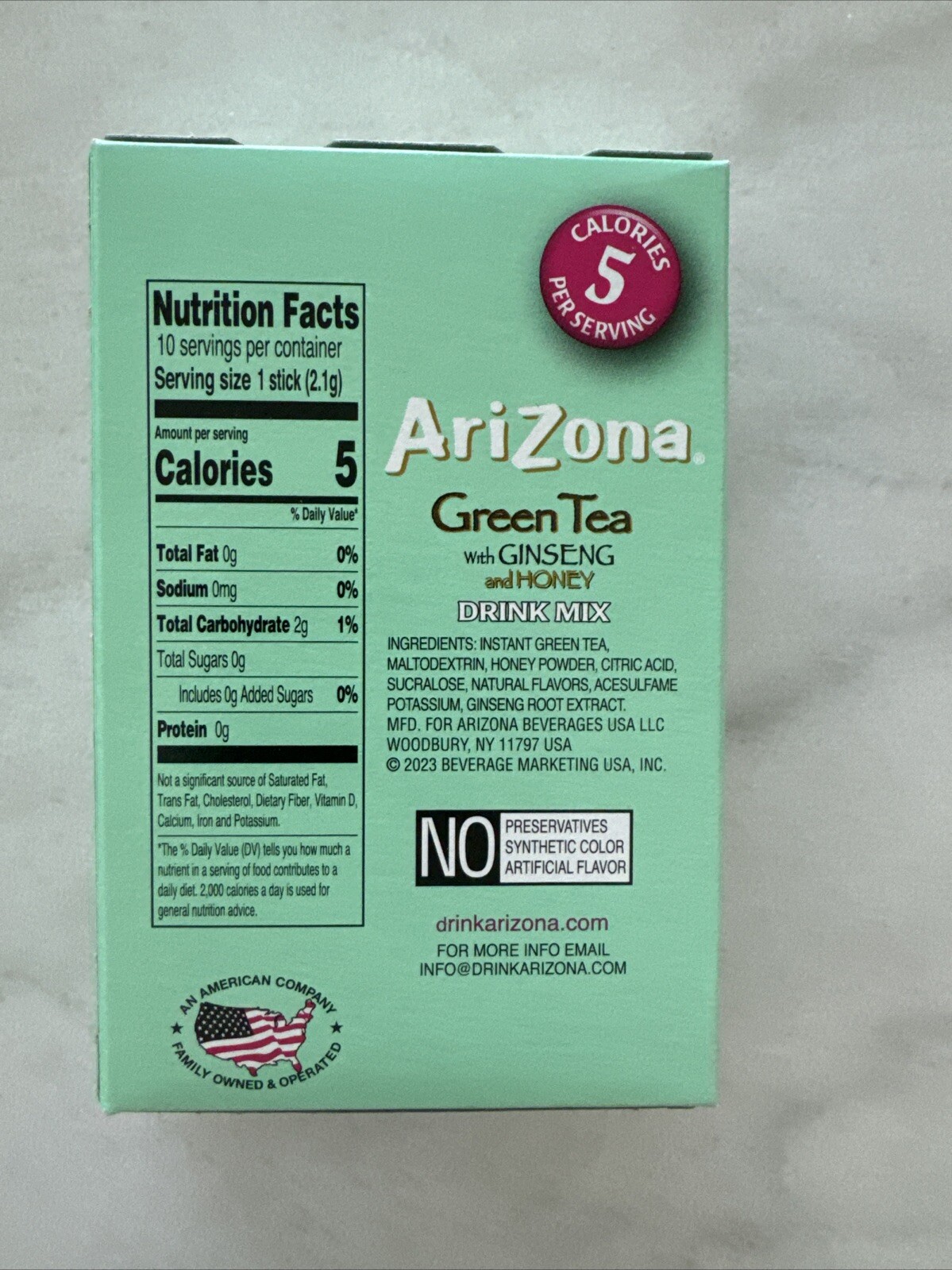 6 Boxes Arizona Green Tea Drink Mix Zero Sugar, 60 Total Packets