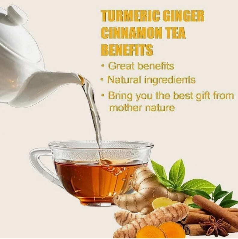 Organic Turmeric, Ginger & Cinnamon – 60 Tea Bags | Plant-Based Pyramid Tea Bag