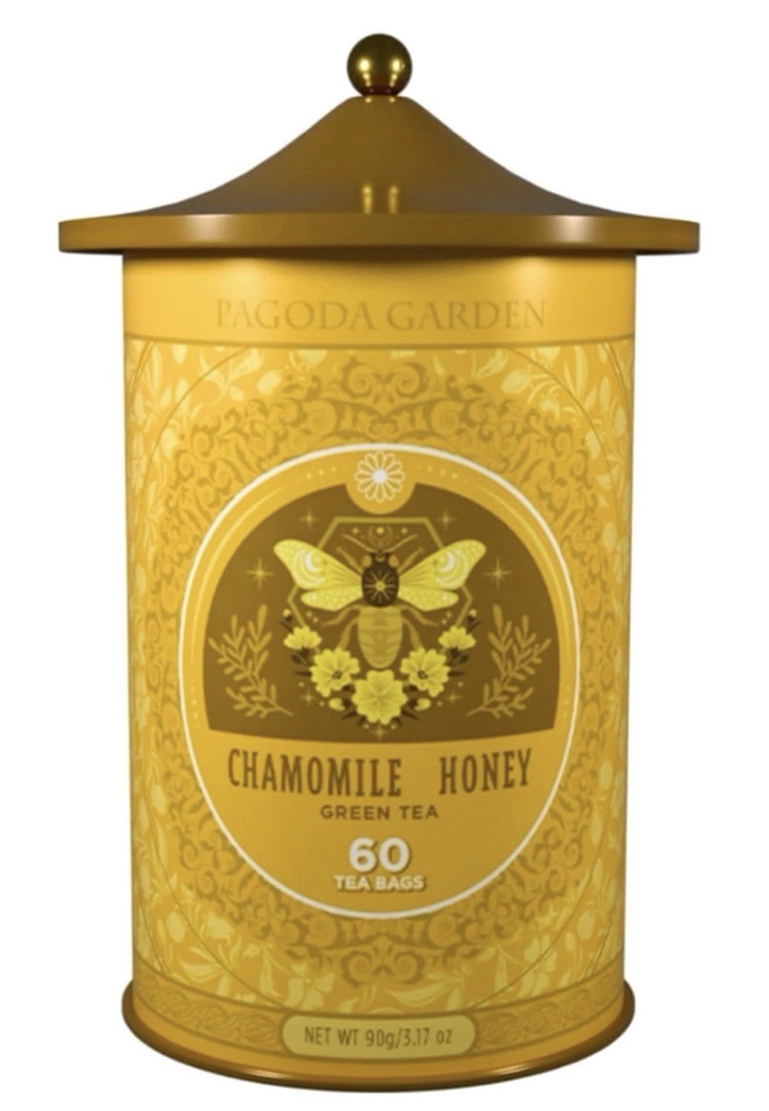 Pagoda Chamomile & Honey Herbal Green Tea Reusable Tin 60 Bags/ Exp 04/2028
