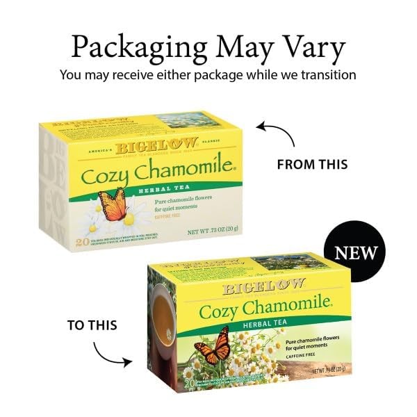Bigelow Tea Cozy Chamomile Herbal Tea, Caffeine Free 20 Count (Pack of 6)