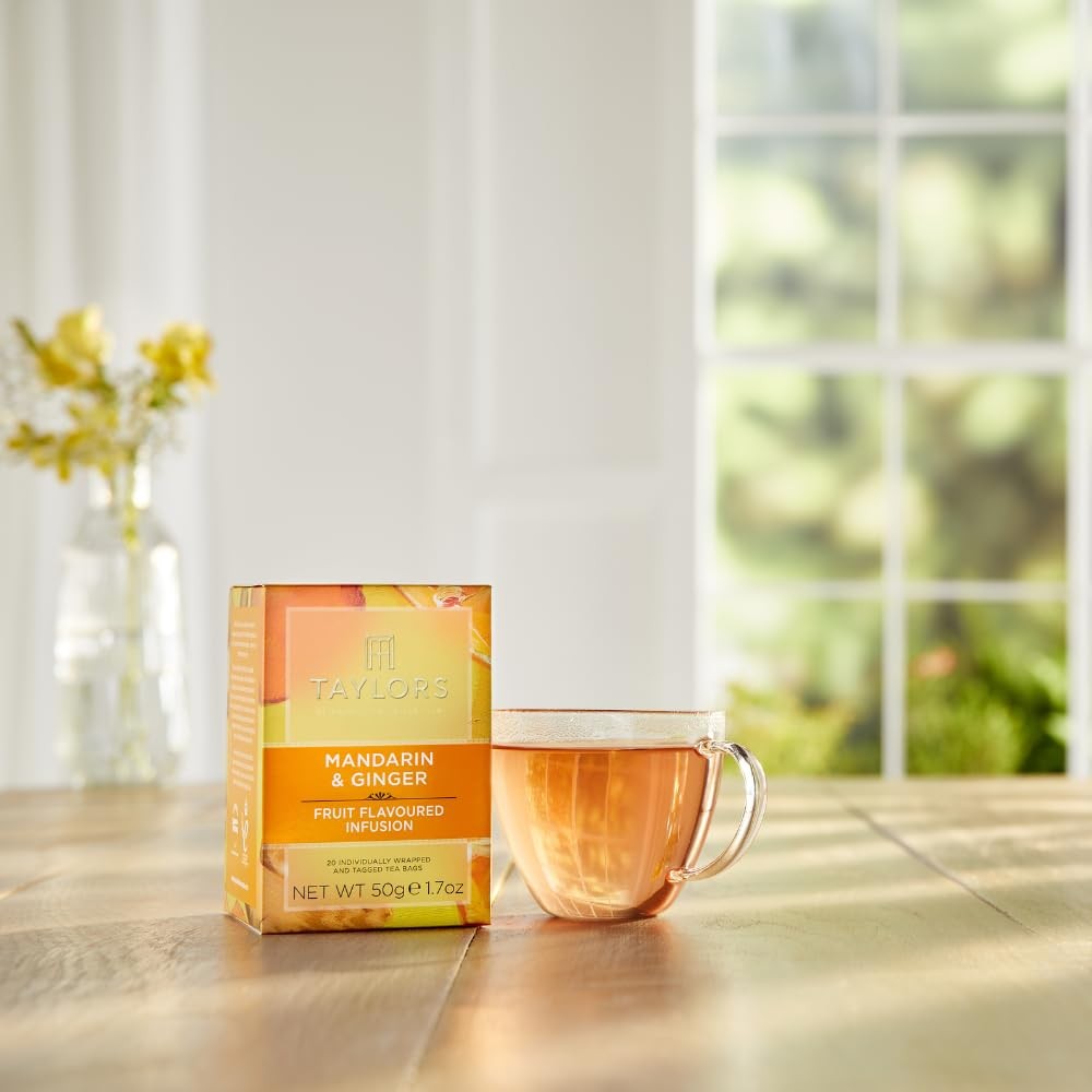 Mandarin Ginger Herbal Tea Bags – Caffeine-Free, 20 Individually Wrapped Teabags