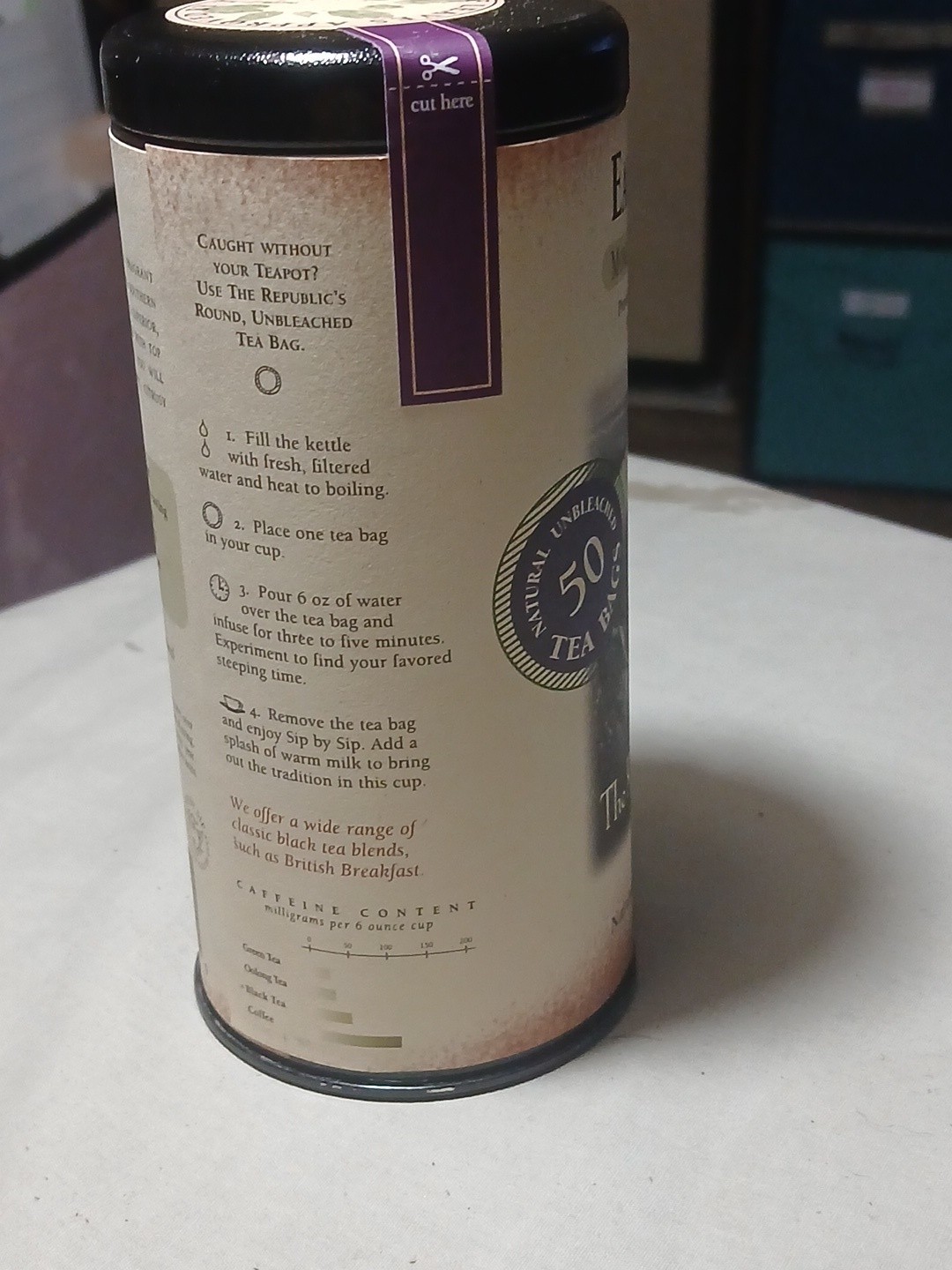 The Republic of Tea – Earl Greyer Black Tea Tin, 50 Tea Bags, Naturally Caffeina