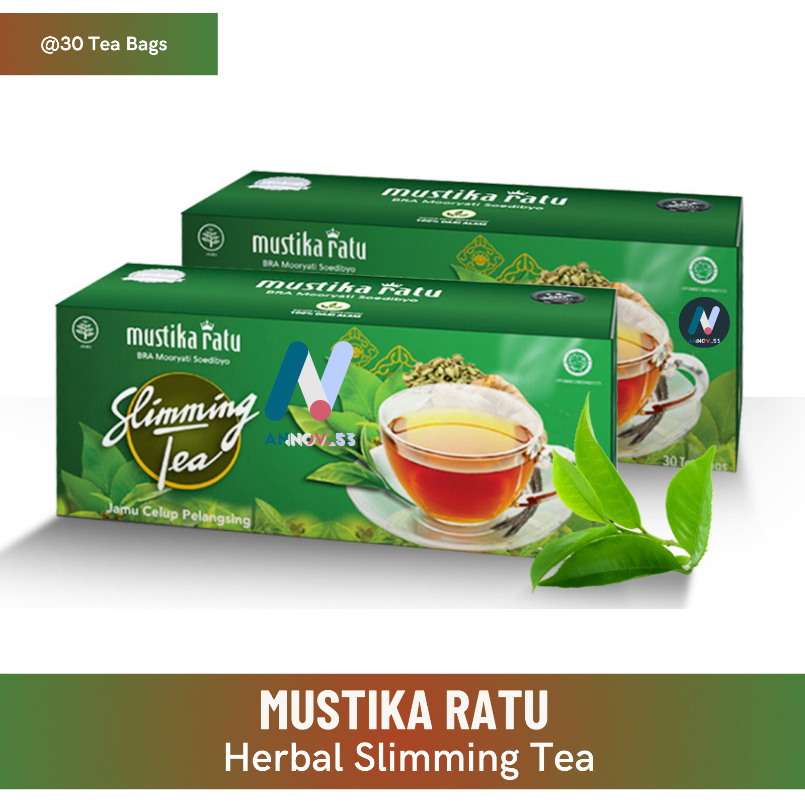 MUSTIKA RATU Slim Herbal Green Tea Antioxidant Weight Loss Diet Fat Burner 2Pax