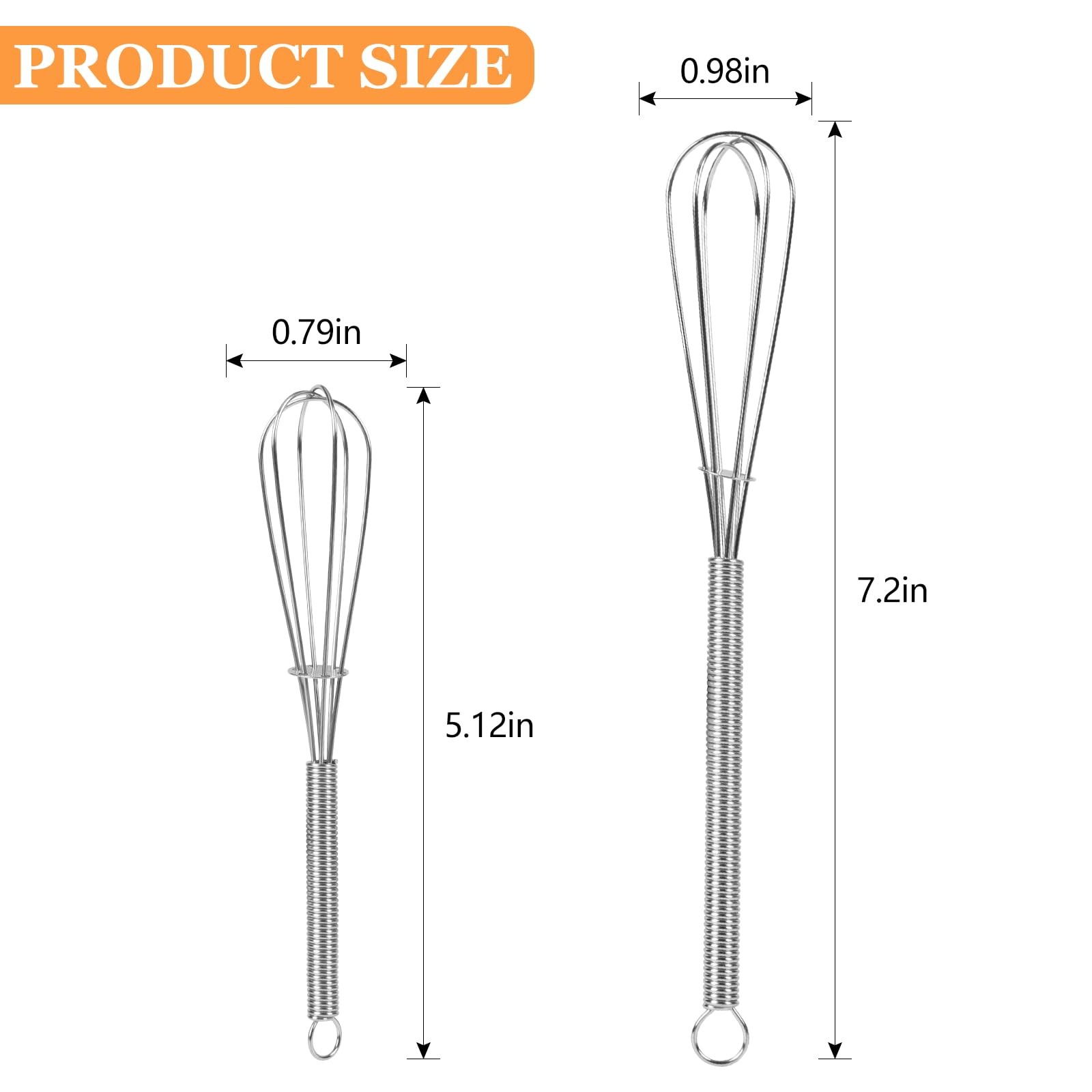 NileHome Mini Whisks Stainless Steel Whisk Set 5″ 7″ 2 Piece, Silver-Mini