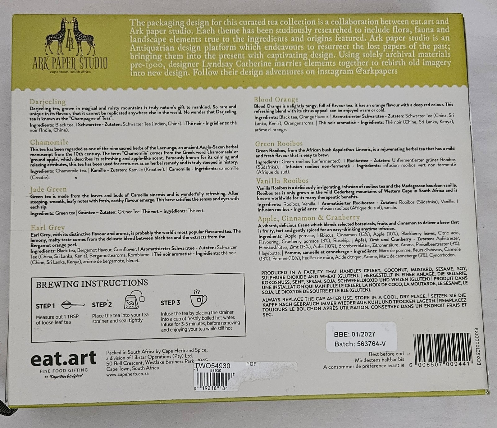 Poetry of Tea Gift Set eat.art x Ark Paper Studio 8 Loose Leaf Varieties New