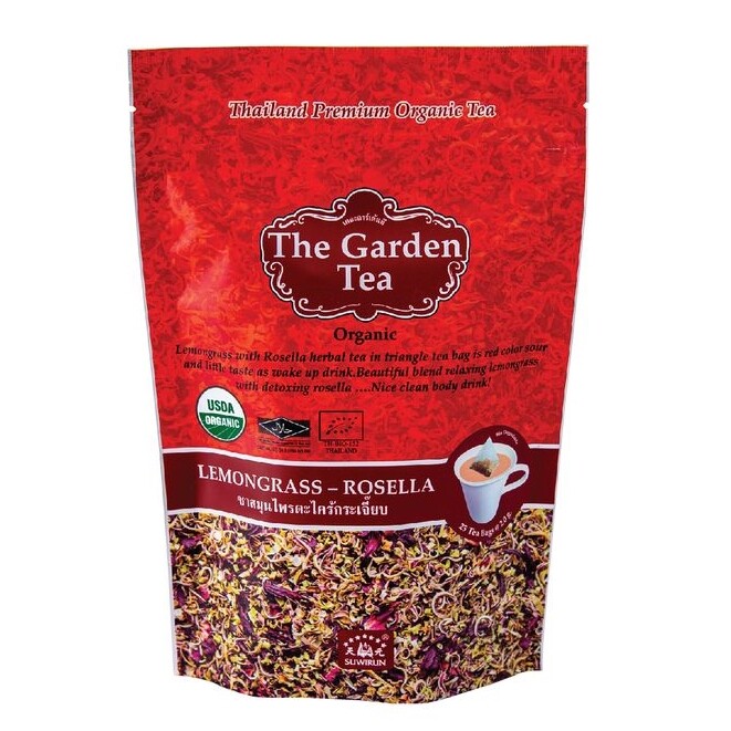 Organic Lemongrass Rosella Herbal Tea in Triangle Tea Bag Healthy Drink 50g.
