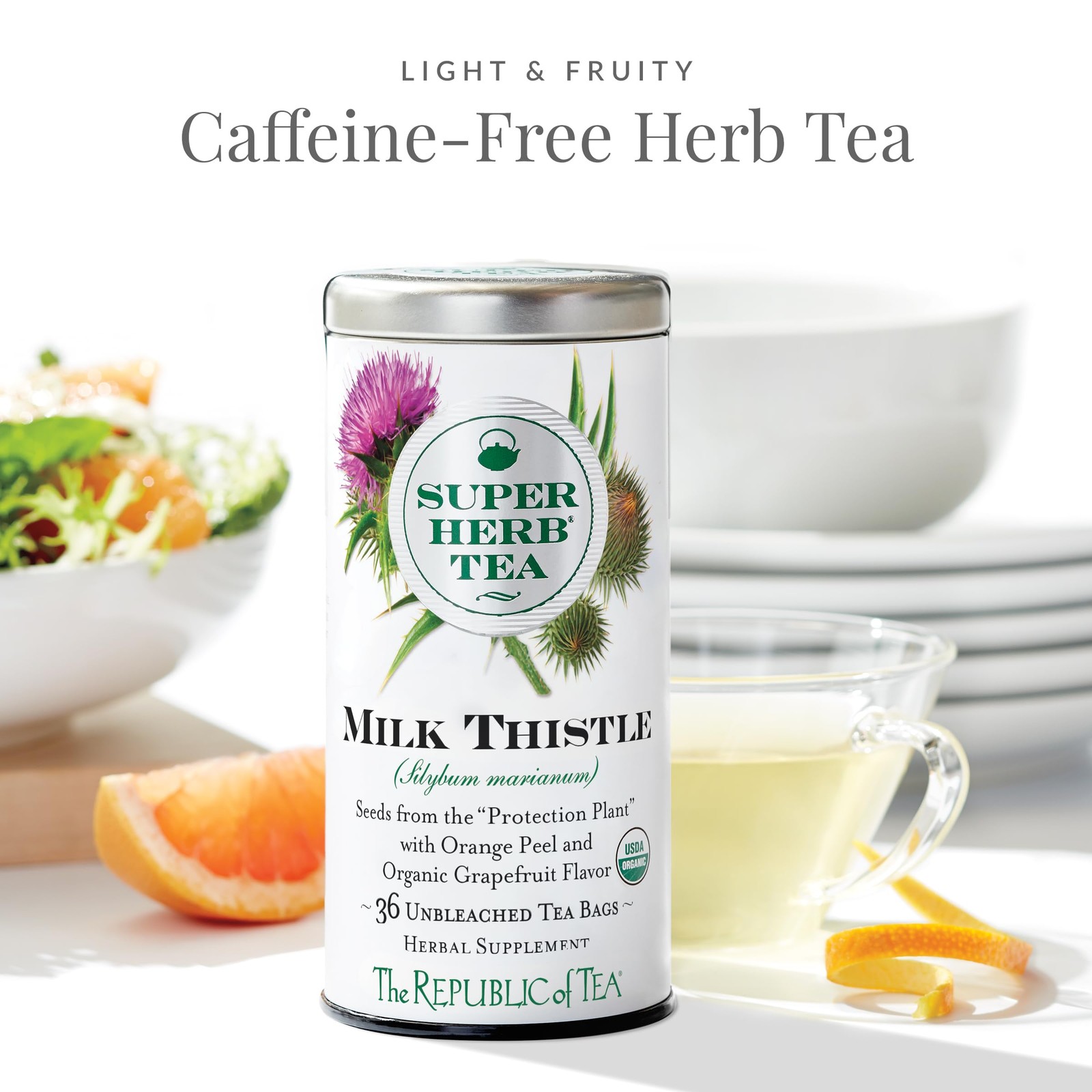 The Republic of Tea Organic Milk Thistle SUPERHERB Tea Bags, Tin of 36 Tea Bags