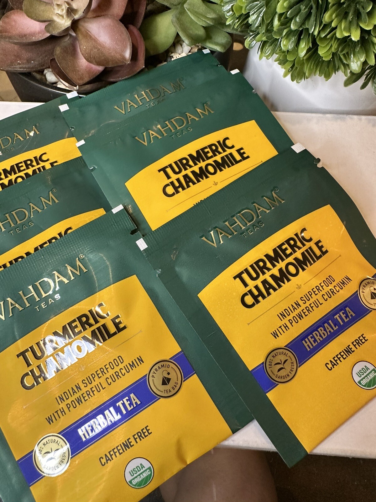 Vahdam Teas Tea Herbal Chamomile Bag 1.06 Oz (Pack Of 6) Caffeine Free
