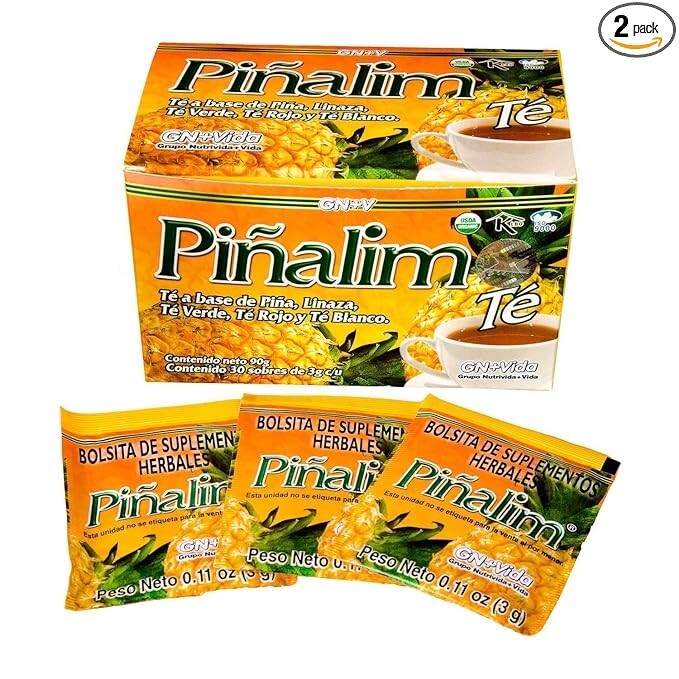 Pinalim Tea/Te De Pinalim Mexican Version- Pineapple, Flax, Green Tea (2 Pack)