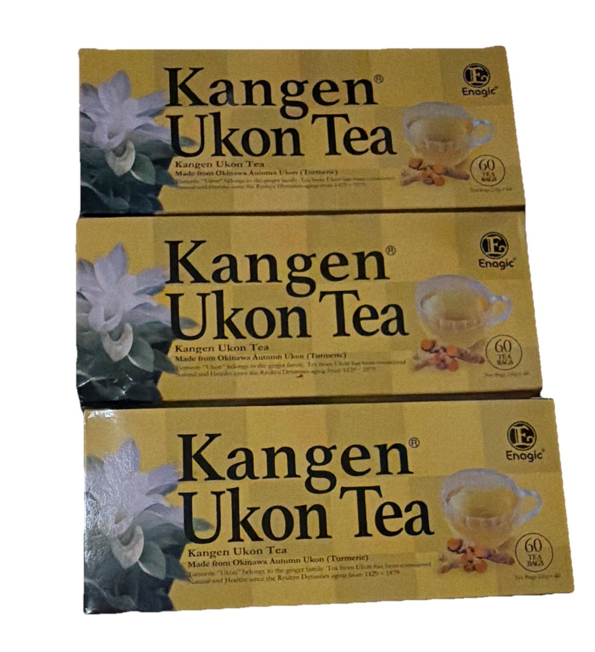 3 boxes of Enagic Kangen Ukon Tea Herbal Turmeric Bagged Japanese 60 Bags 120g
