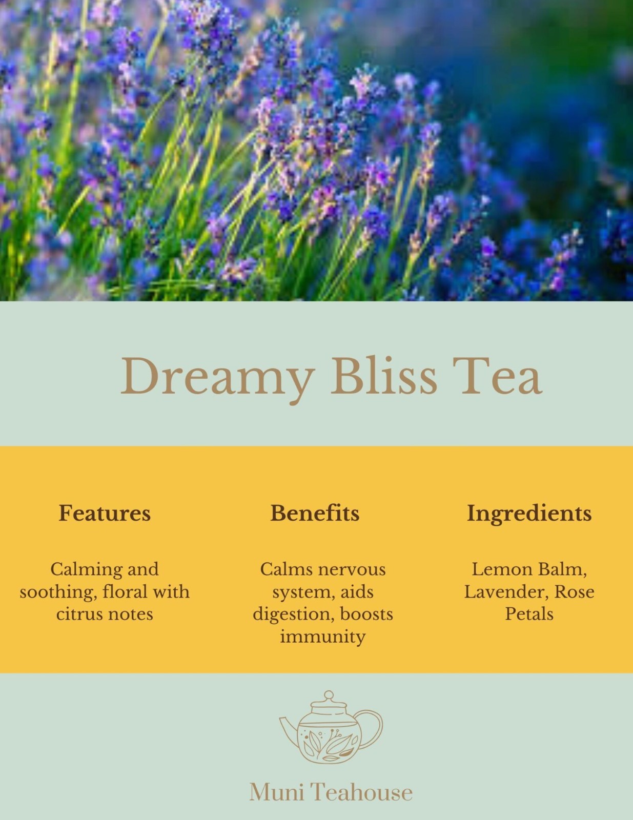 Dreamy Bliss Tea, Homemade, Loose leaf. Relaxation for nervous system.