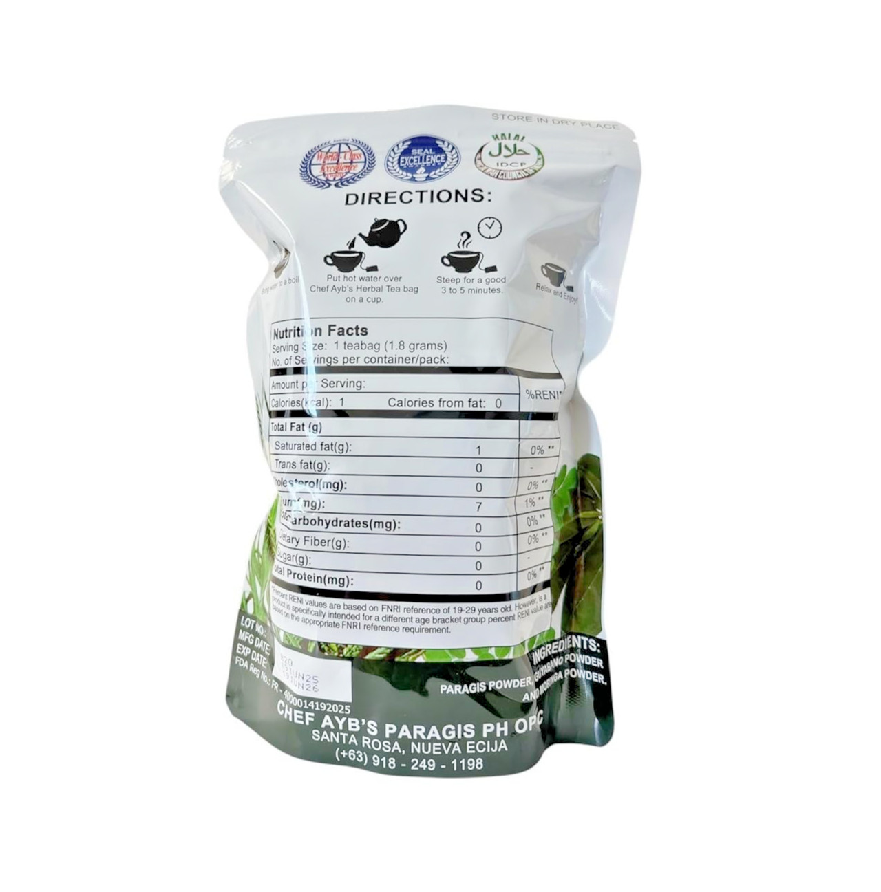 Chef Aybs Paragis Tea with Moringa and Guyabano Extract 3 In 1 20 Tea ba G1N