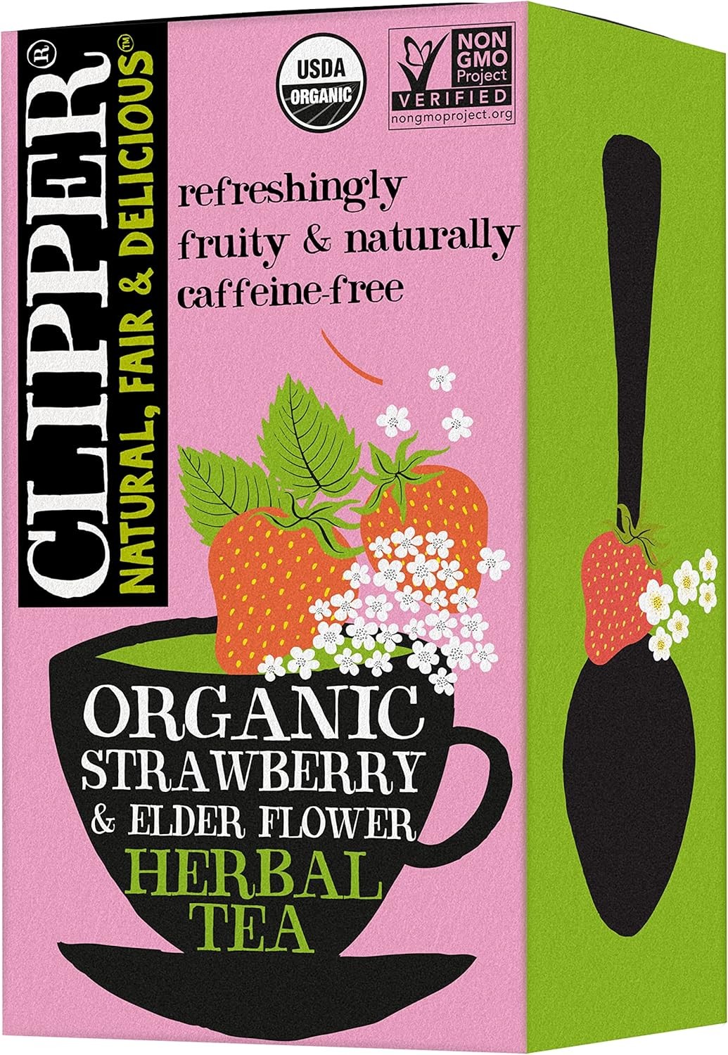 Strawberry and Elderflower, Organic, Plant-Based, Caffeine-Free, Great
