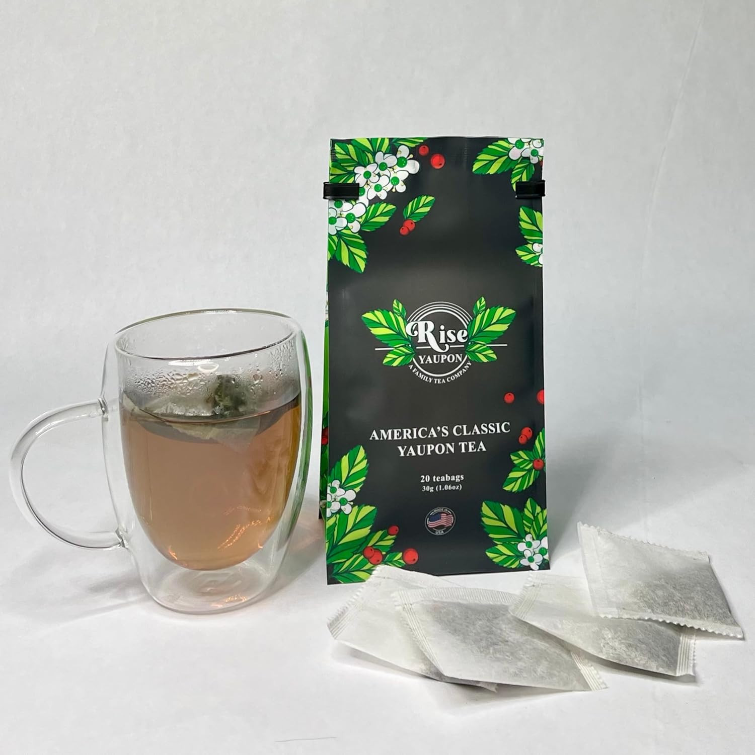 Rise Yaupon America’S Classic Yaupon Holly Tea, 20 Tea Bags, 1.06 Oz, Made with