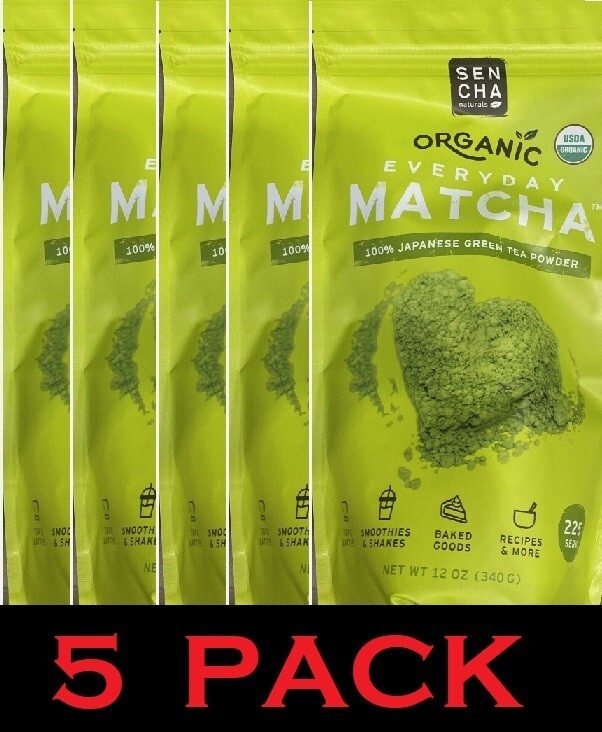 5x Sencha Naturals ORGANIC Matcha 100% Japanese Green Tea Powder 12oz Bag 5 PACK