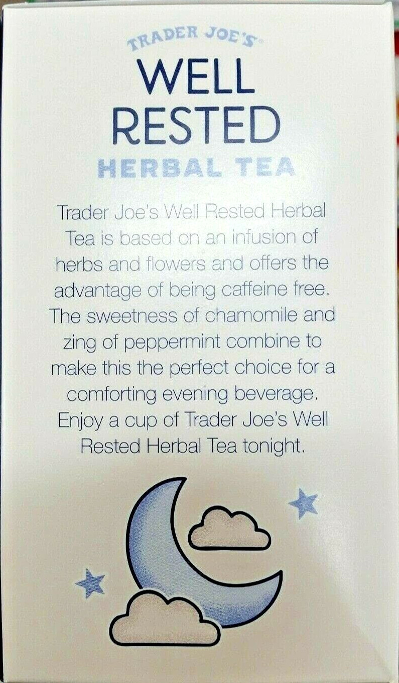 3 Packs Trader Joe’s Well Rested Herbal Tea 20 Tea Bags 1.09 oz Each Pack = 60ct