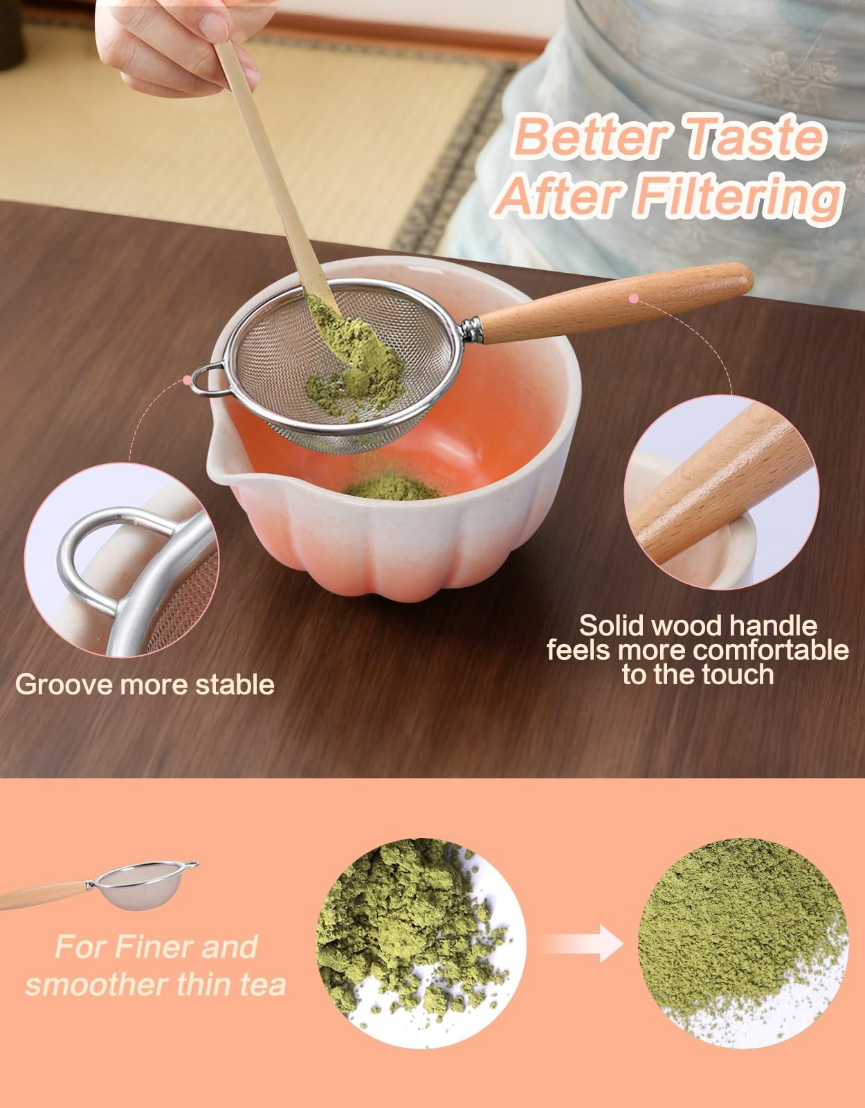 Matcha Whisk Set 7 Pcs Bowl, Whisk, Scoop, Sifter, Spoon, Towel Perfect Gift