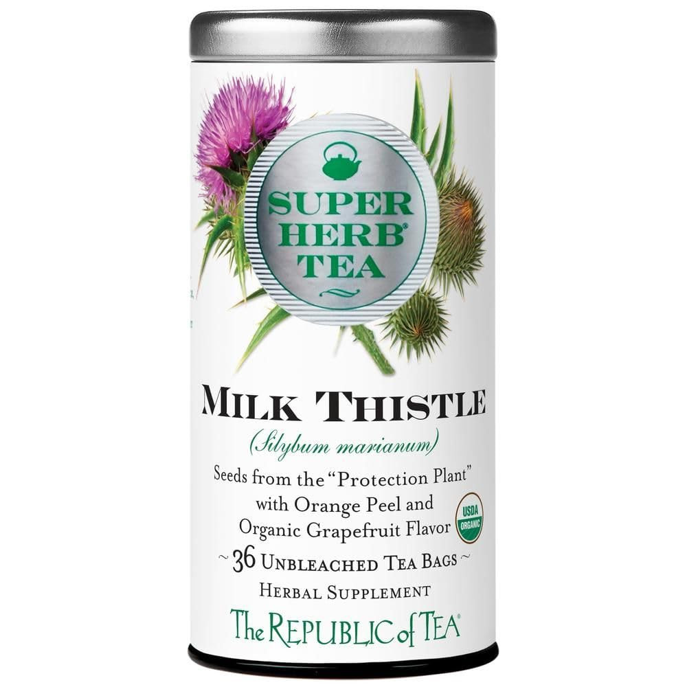 – Organic Milk Thistle Superherb Tea Tin, 36 Herbal Tea Bags, Naturally Caffeine