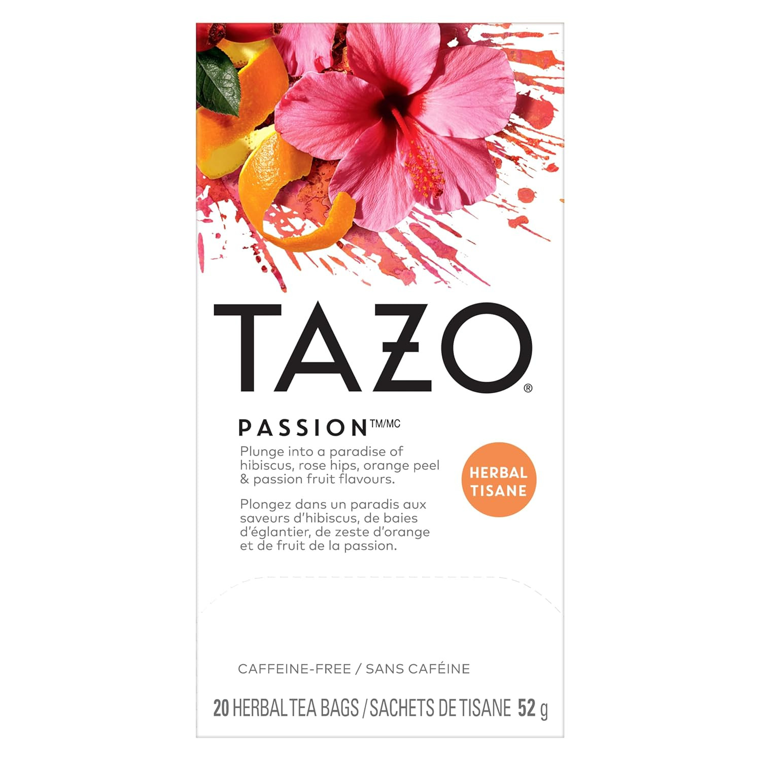 Passion Herbal Tea Bags, Hot or Iced, Caffeine Free, 20 Total Tea Bags