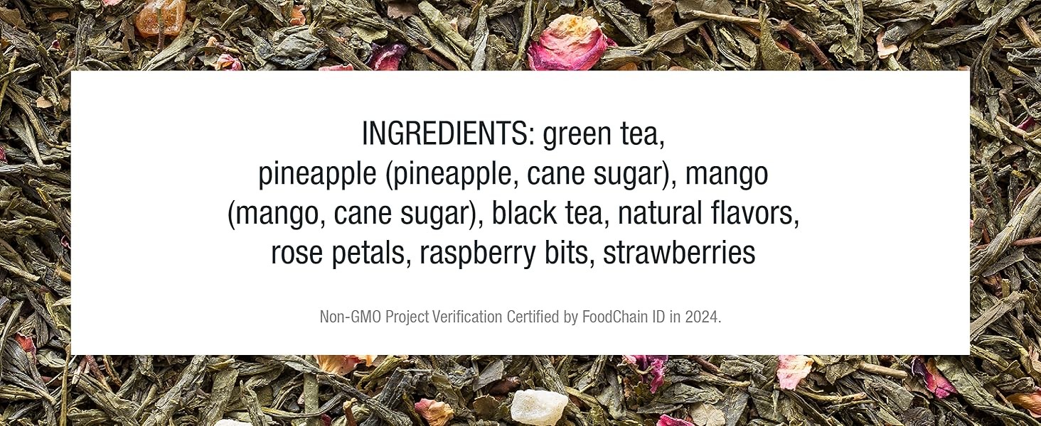 Fruity Paradise, Loose Leaf, Strawberry Pineapple Green Tea, Premium Blend,