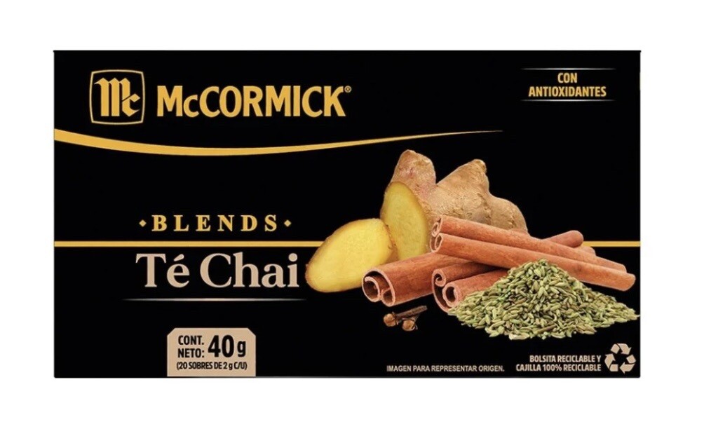 Te Chai con jengibre te negro cardamomo canela clavo molido pimienta negra 20 te