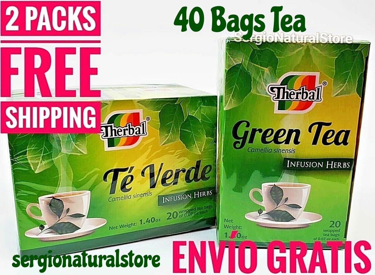 2 Packs Te Verde Mexicano 100% Camellia Sinensis Green Tea 40 Bags Free Shipping