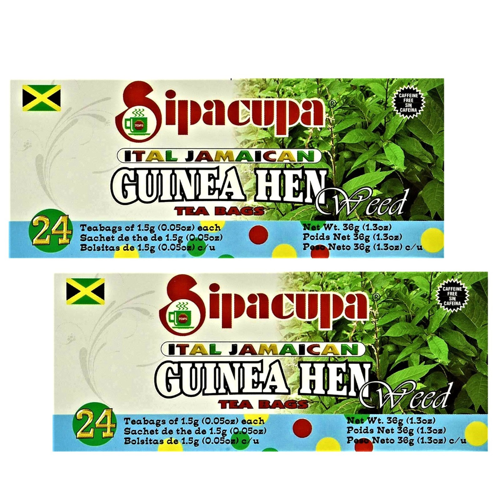 Sipacupa Ital Jamaican Guinea Hen Weed (Anamu) Herbal Tea Caffeine Free, 48 Bags