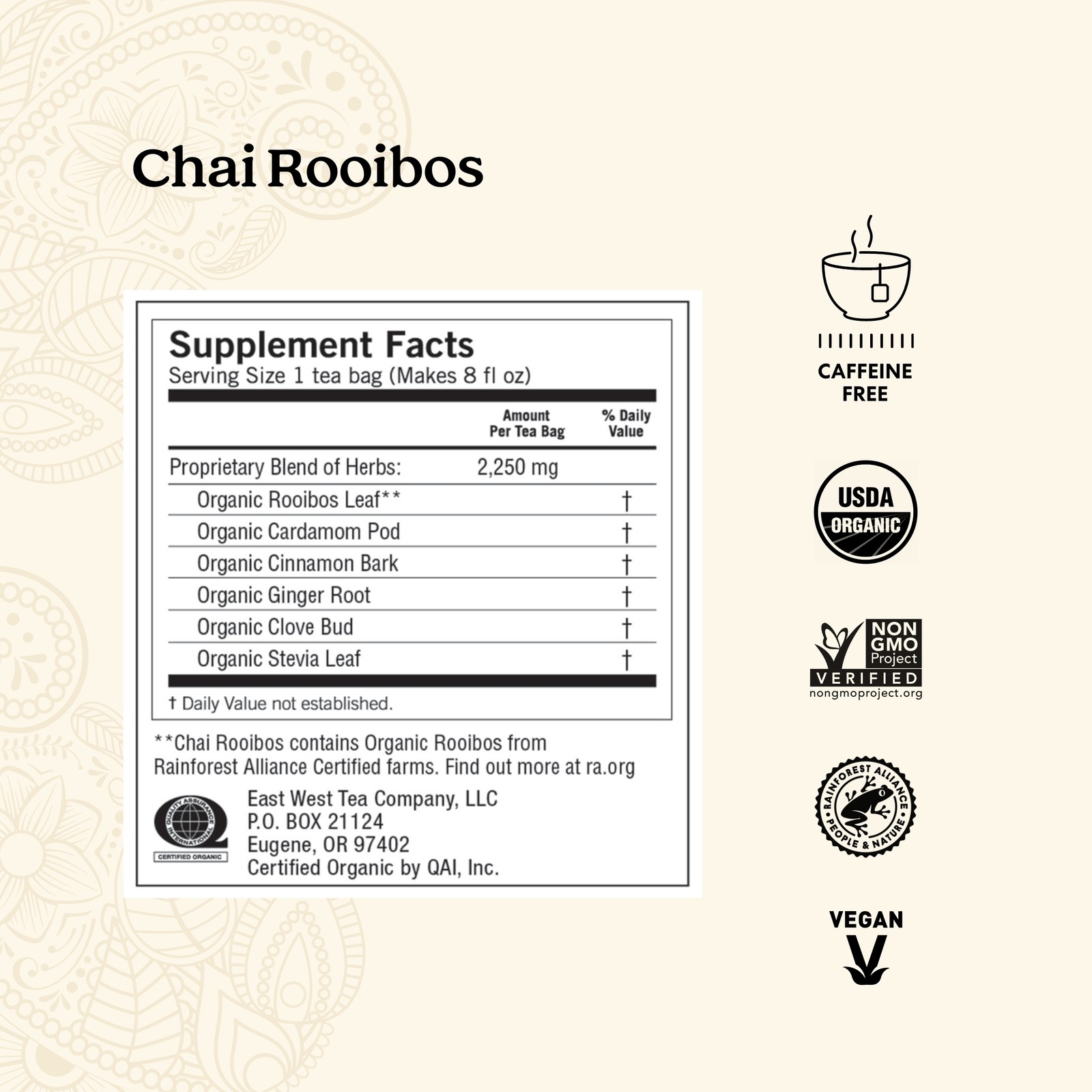 Yogi Tea – Chai Rooibos Tea (4 Pack) Caffeine Free – 64 Organic Herbal Tea Bags