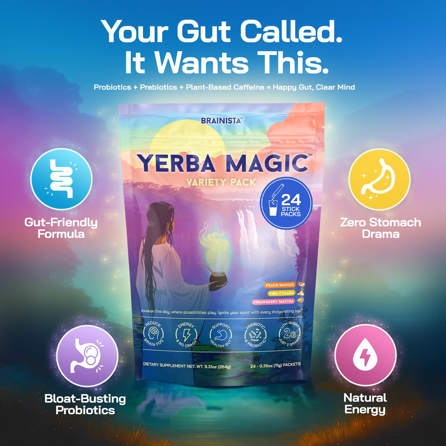 Yerba Magic Instant Yerba Mate Powder Packets – Clean Energy & Focus Drink Mix f