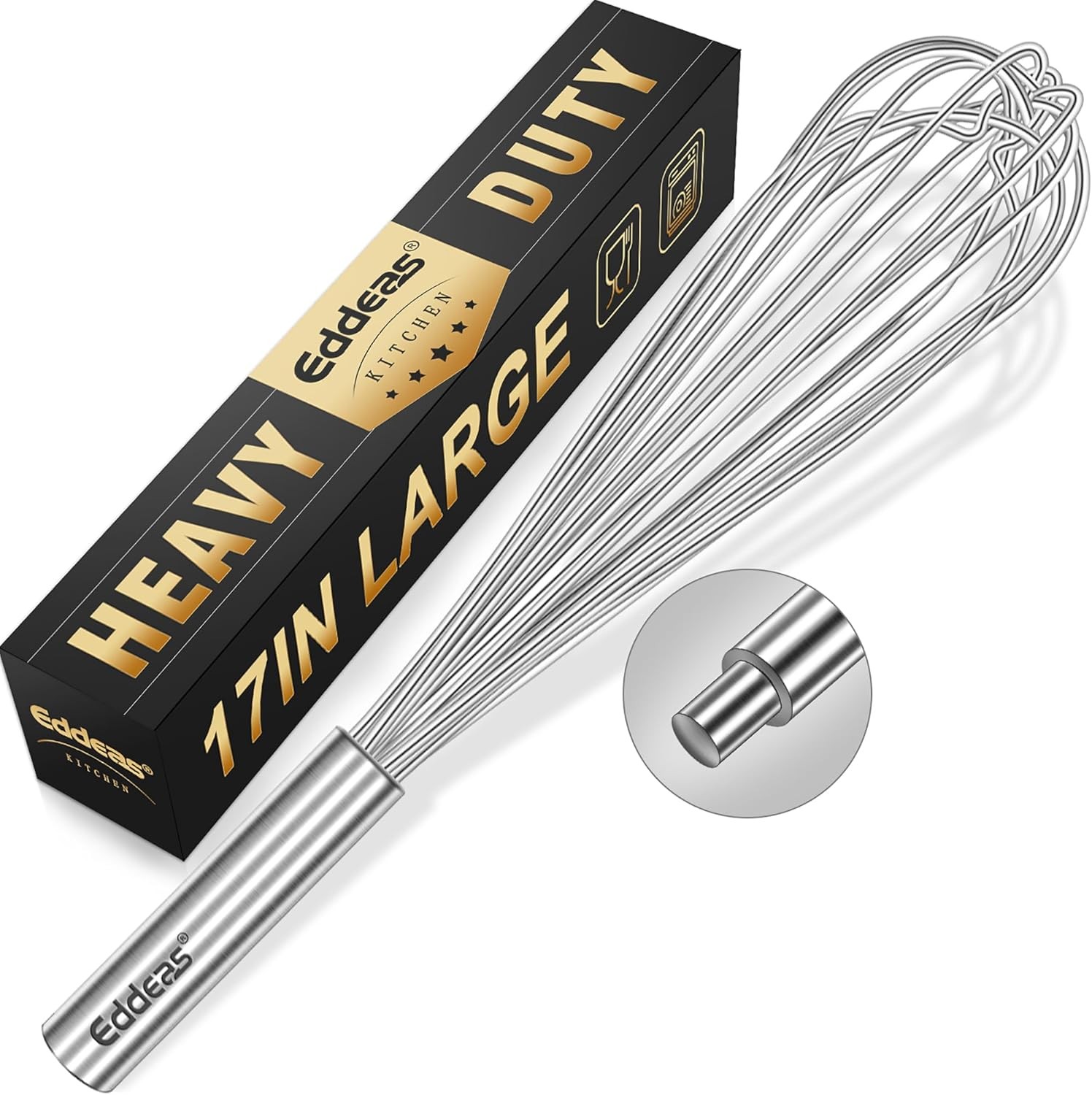 17in Large Whisk,Heavy Duty whisk, Stainless Steel whisk 17 inch, Silver 1Pcs