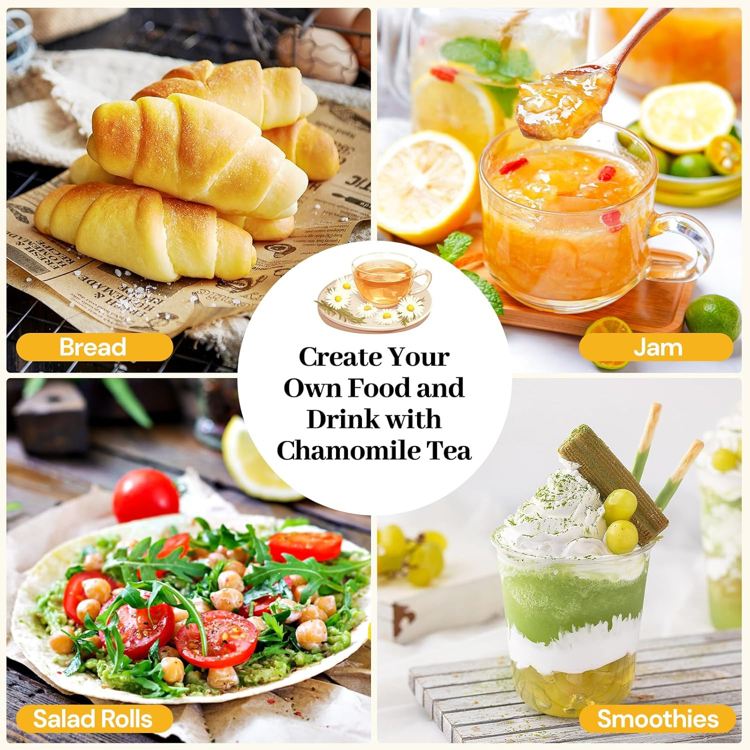 Chamomile Tea Bags, 100% Natural Dried Chamomile Tea Flowers Loose Leaf Premium