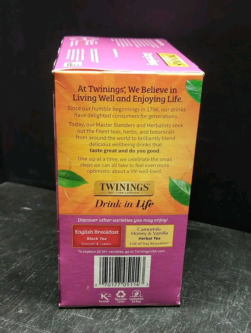 1 Box Twinings Darjeeling Pure Black Tea 50 Count New