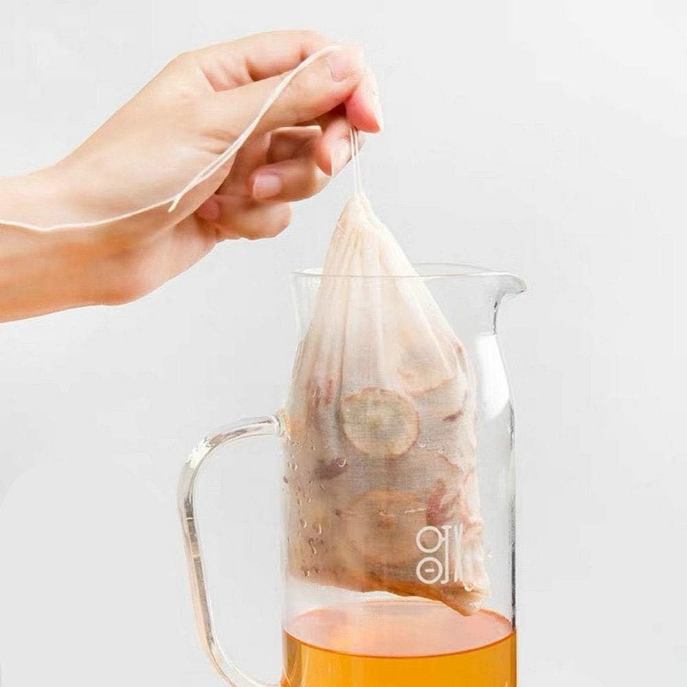 100 Pack Disposable Tea Filter Bags Tea infusers 4″ x 6″ Empty Muslin Drawstr…