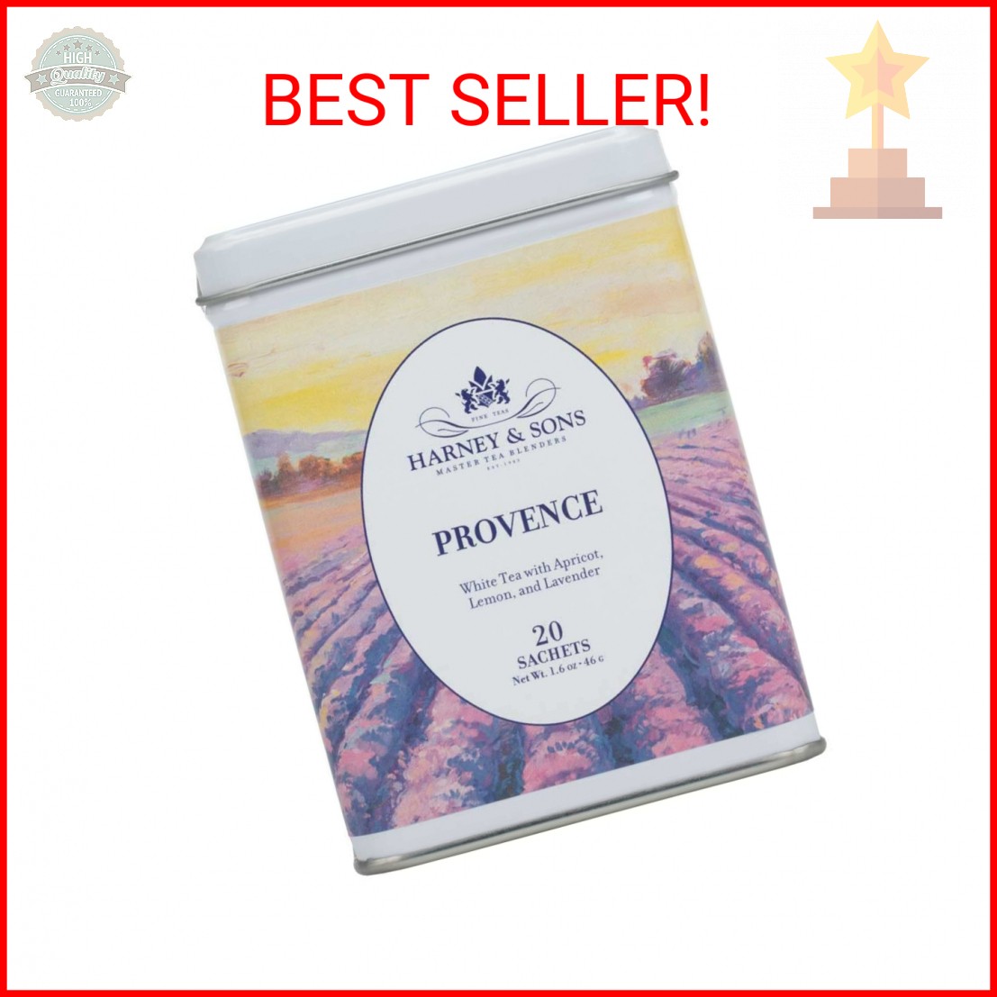 Harney & Sons Provence Tea, White Tea with Flavors of Apricot, Lemon and Lavende