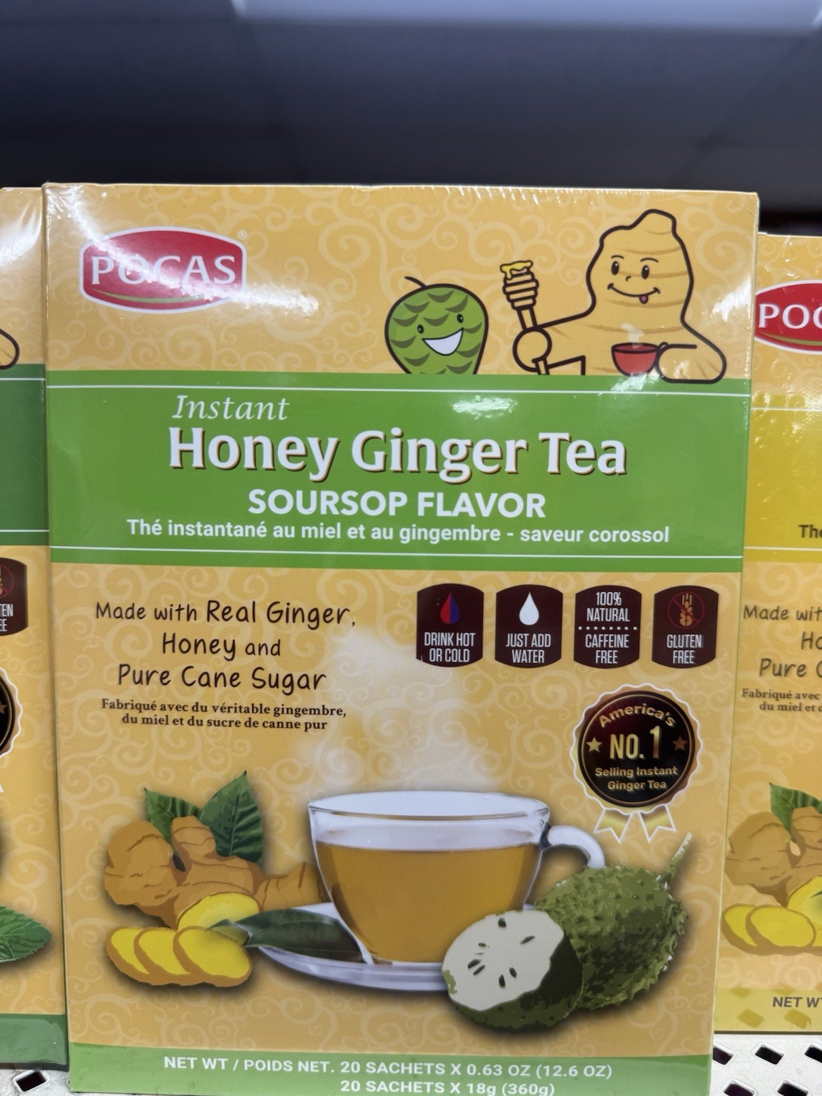 Pocas Honey Ginger Tea original Instant Honey Ginger Tea Made with Real Ginger