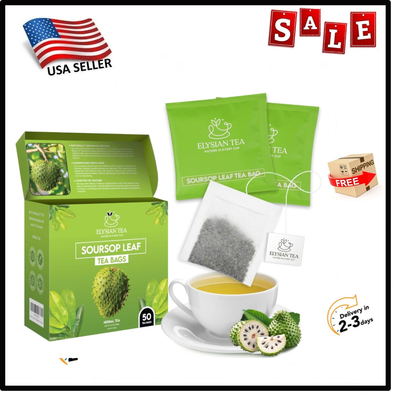 100 PACK Soursop Leaves Tea Bags Herbal Guanabana Graviola Annona Muricata, NEW!