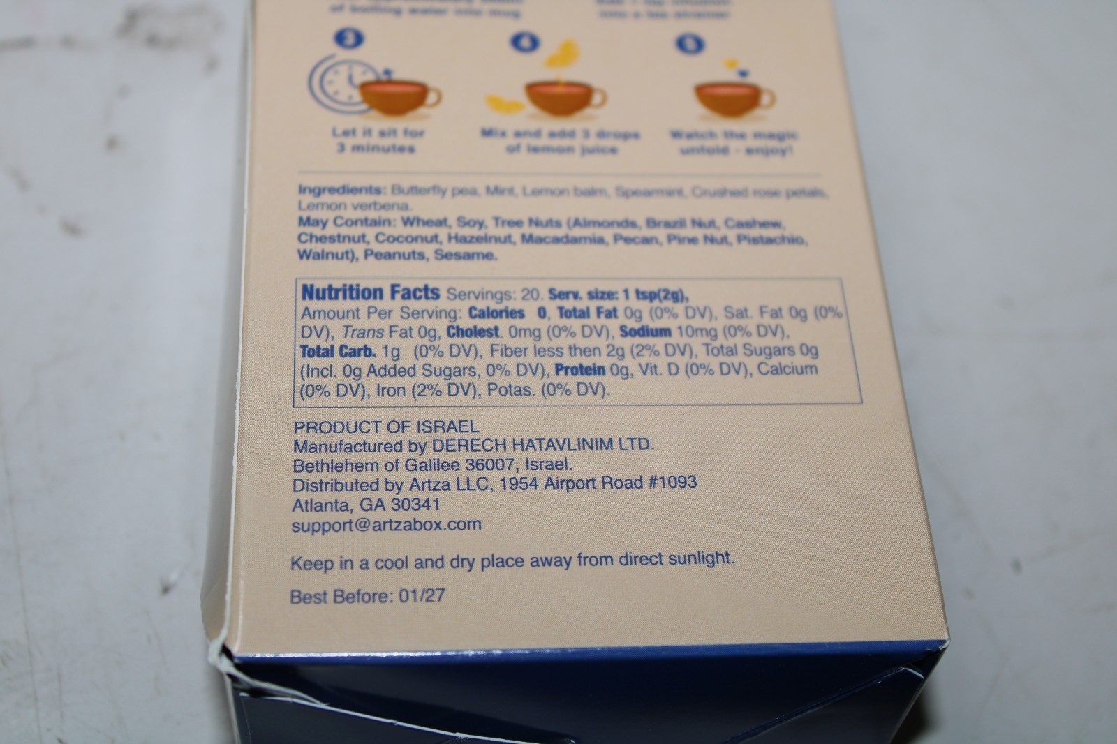 Jordan River Collection Kinneret Tea Infusion Herbal 40g Caffeine Free Israel